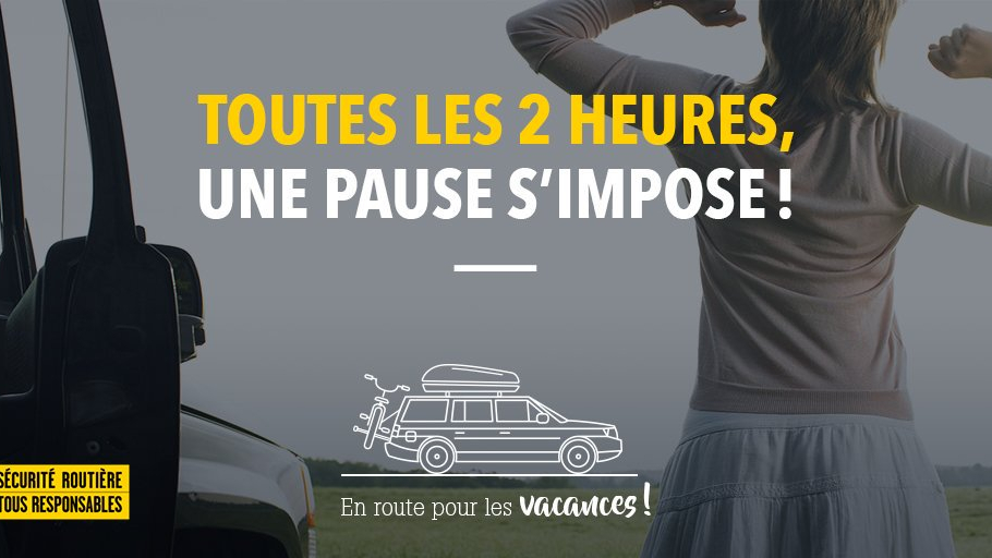 Image sensibilisant à la prise de pause sur la route des vacances